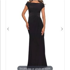 La Femme 28026 Black Twist Front Short Sleeve Dress Size 14